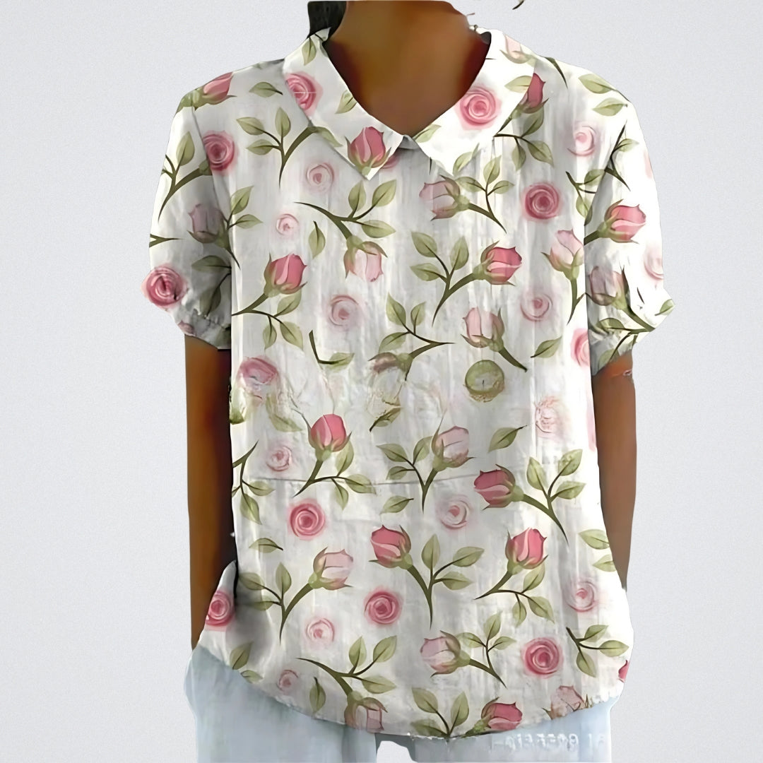 Lina - Bluse aus floralem Leinen