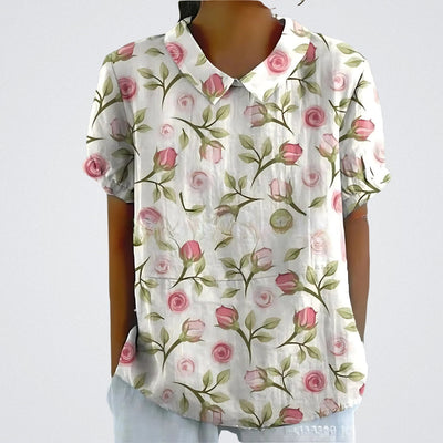 Lina - Bluse aus floralem Leinen