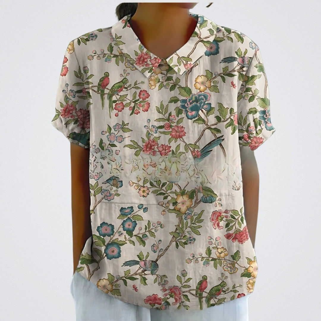 Lina - Bluse aus floralem Leinen