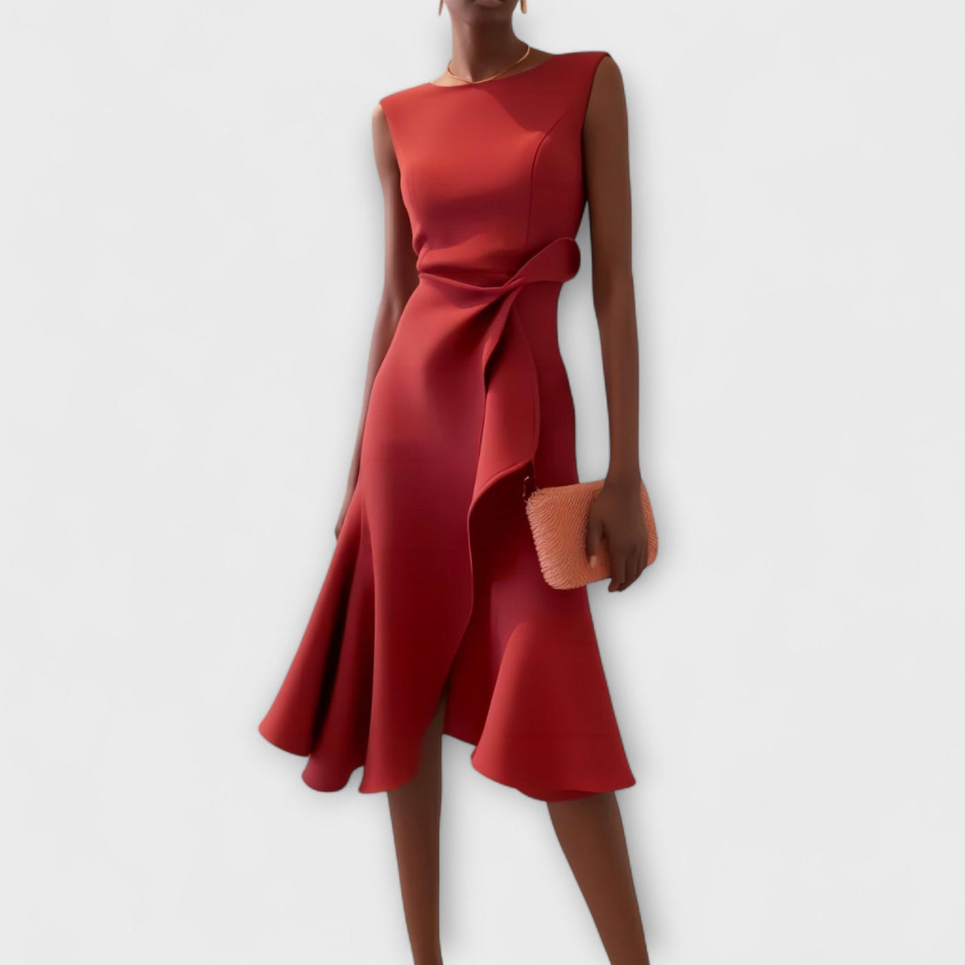 Rose-Berlin | Asymmetrisches Midi-Kleid mit Drapierung
