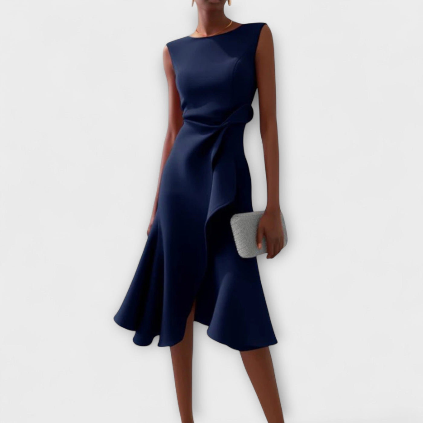 Rose-Berlin | Asymmetrisches Midi-Kleid mit Drapierung