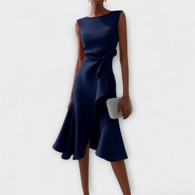 Rose-Berlin | Asymmetrisches Midi-Kleid mit Drapierung