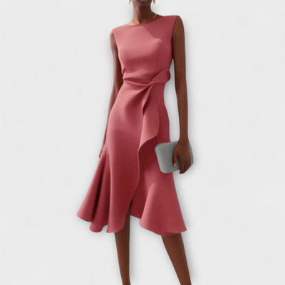 Rose-Berlin | Asymmetrisches Midi-Kleid mit Drapierung