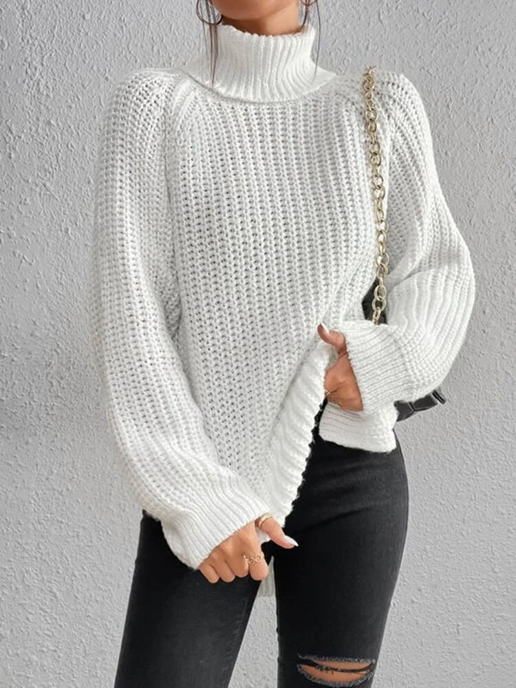 Ivy - Stylischer, dicker Pullover mit hohem Kragen